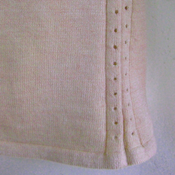 NWT Light turtleneck sweater L 44  Nude Dusky pink Wool bl Pointelle Peach Large - Picture 4 of 7